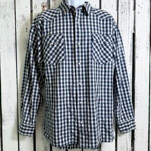 Red Head Pearl Snap Mens 2XL Shirt Blue White Gingham Long Sleeve Western Cowboy